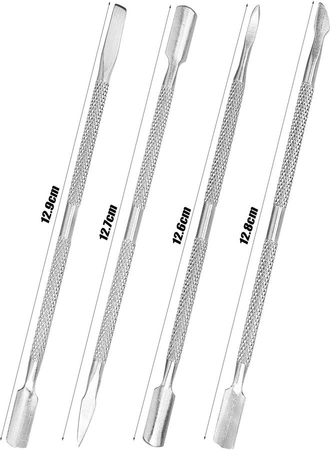 Aruicheng 4pcs Cuticle Pusher Metal Cuticle Pusher Tool Kit Nail Cleaner Cuticle Care Nail Cuticle Remover Tools Nail Scraper Under Nail Cleaner Tool Cuticle Pushers for Fingernails Toenails - Image 2